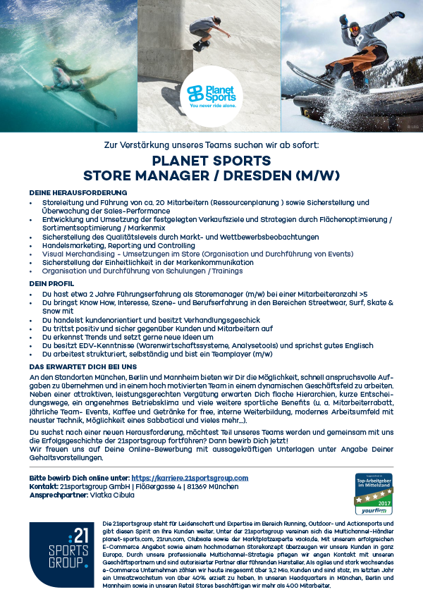 STORE MANAGER / DRESDEN (M/W)