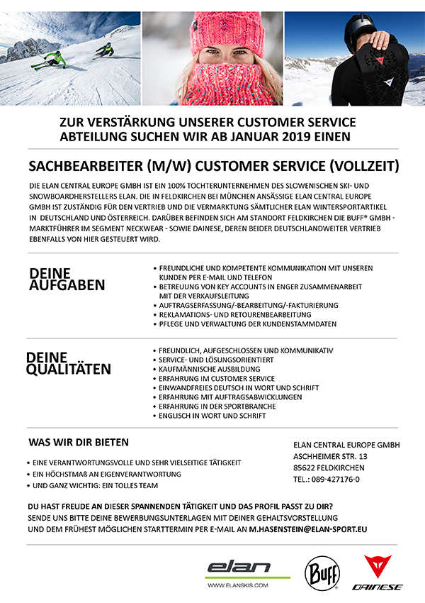 SACHBEARBEITER M/W CUSTOMERSERVICE VOLLZEIT