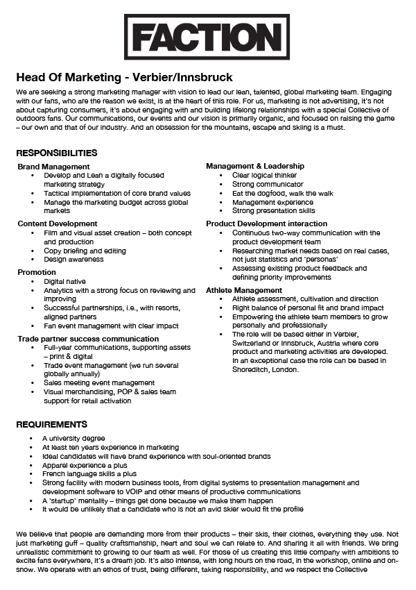 Head of Marketing