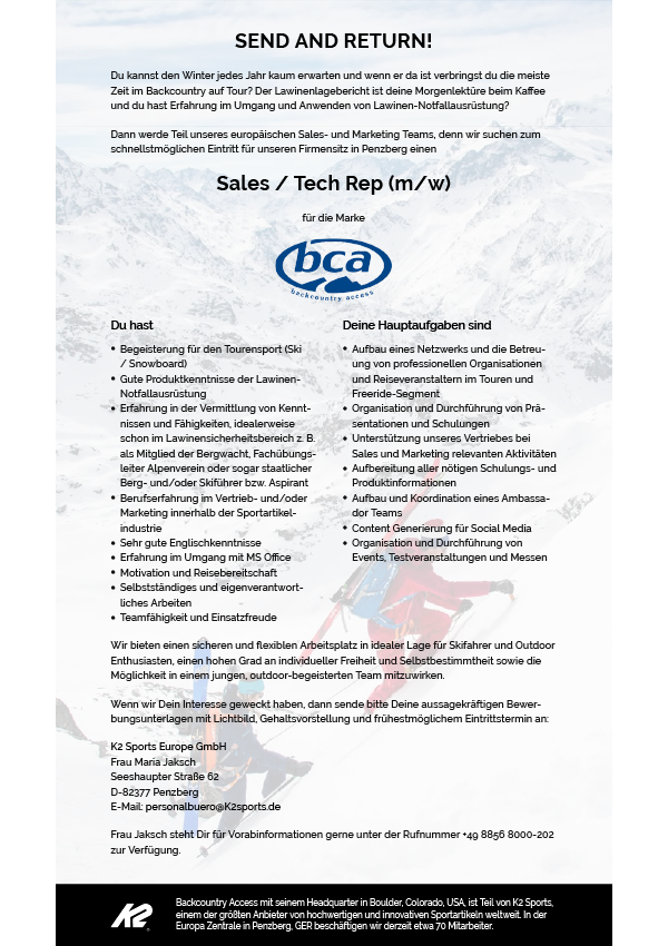 BCA - Sales / Tech Rep (m/w)