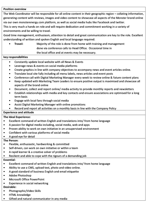 Web Coordinator